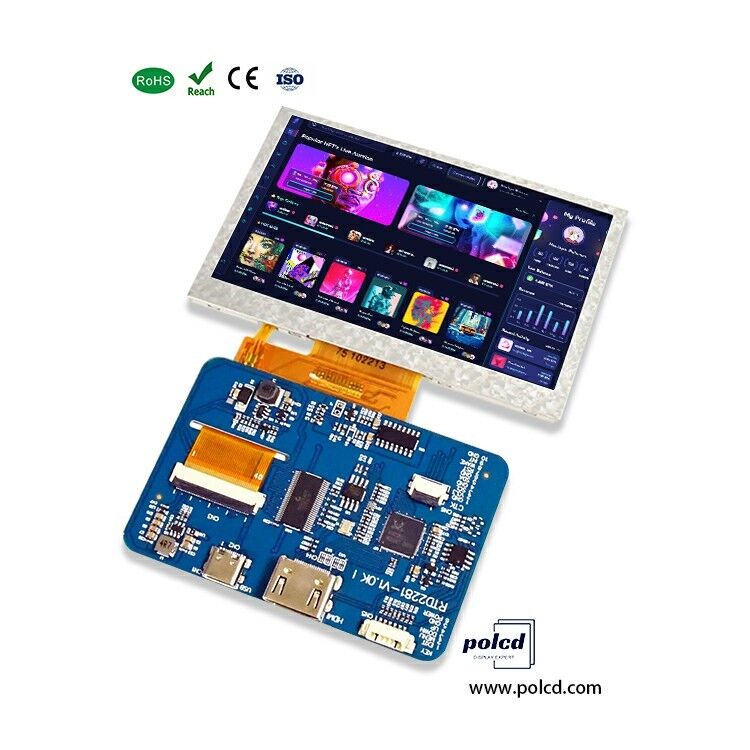 Polcd RTD2281 LCD Driver Board 5 4.3 اینچ HDM-I 800x480 ماژول صفحه نمایش لمسی TFT برای Raspberry Pi