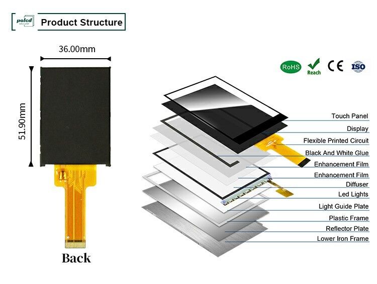 صفحه نمایش کریستال مایع Polcd 2.0 اینچ مینی کامل رنگ ST7789 MCU IPS Full Angle View 240x320 ماژول LCD TFT