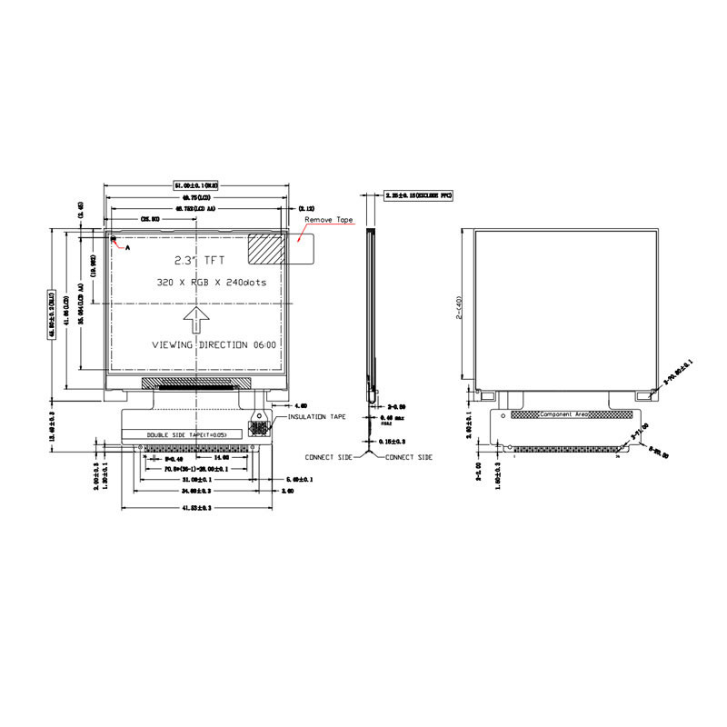 Polcd ILI9342C 2.31 اینچ ال سی دی 8080 MCU 16 بیتی 320x240 LCD نمایشگر 300 نیت