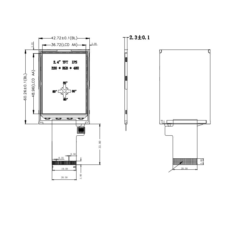 صفحه نمایش لمسی Polcd 350 Nit Tft 2.4 اینچی نمایشگر LCD 16 بیتی ISO9001