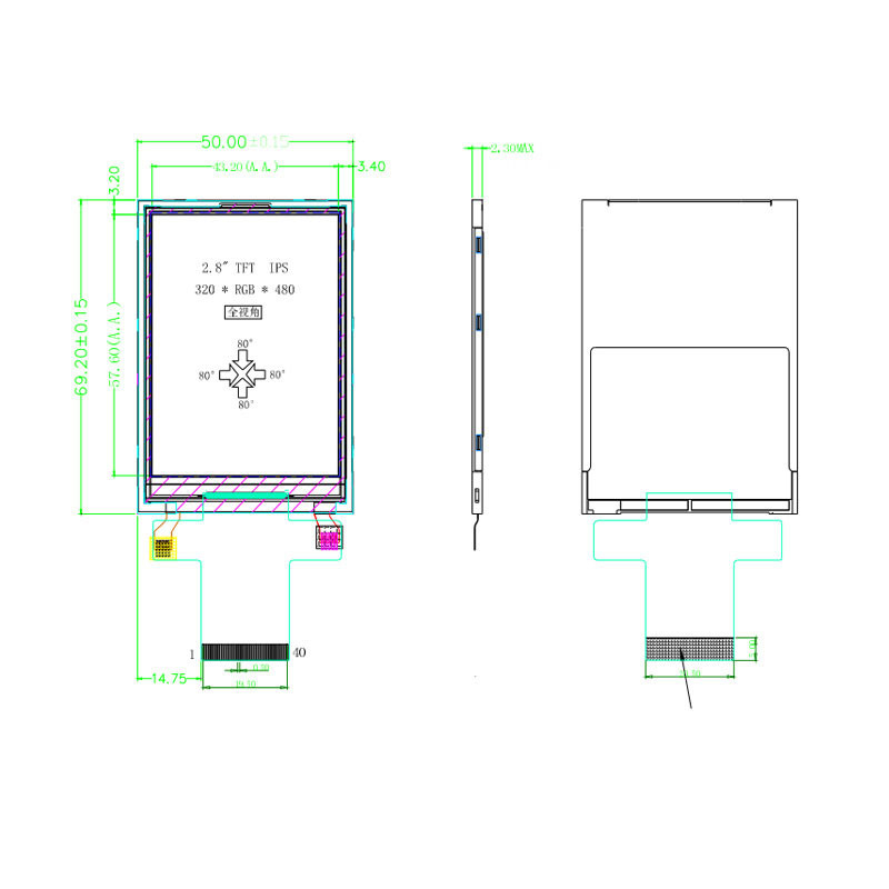 نمایشگر LCD 4 سیمی ST7789V IPS TFT LCD 2.8 Spi Tft ماژول 240x320 پیکسل