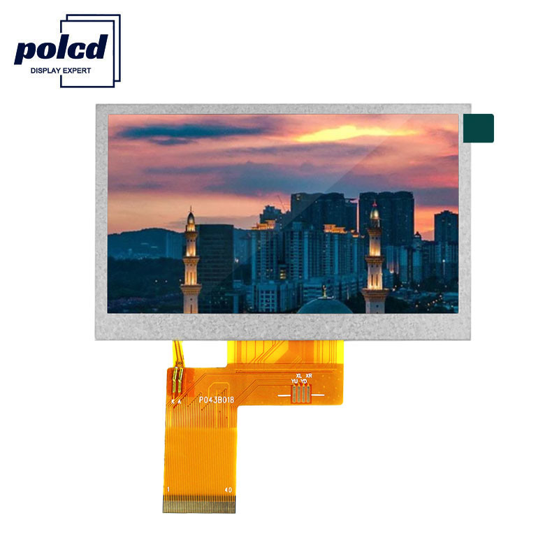صفحه نمایش 24 بیتی RGB ال سی دی 4.3 اینچی 800x480 TFT LCD 53.86 میلی متری صنعتی Polcd