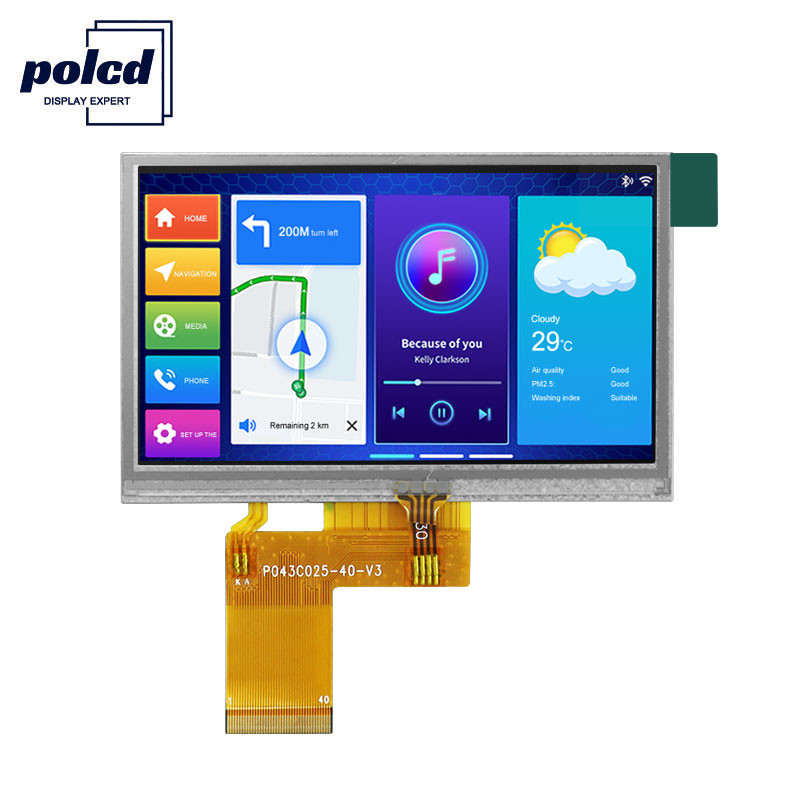صفحه نمایش لمسی مقاومتی 4.3 اینچی TFT صفحه نمایش لمسی 40 پین Polcd ILI6485 480x272 Tft