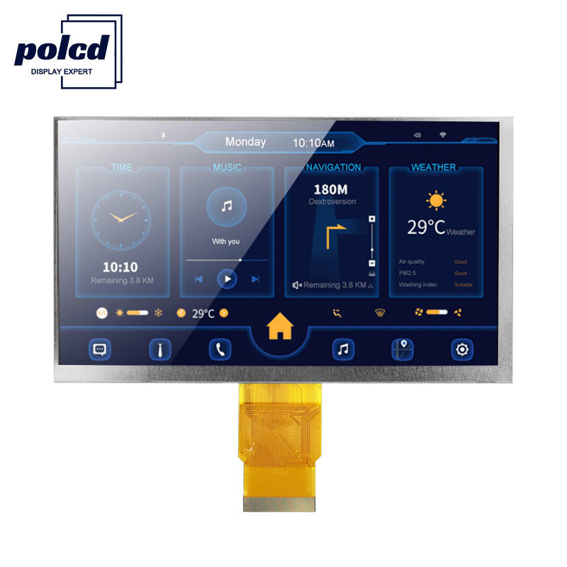 صفحه نمایش ال سی دی 24 بیتی 800x480 800x480 7 اینچی لمسی Tft LCD RGB 24 بیتی Polcd ISO9001 300 Nits