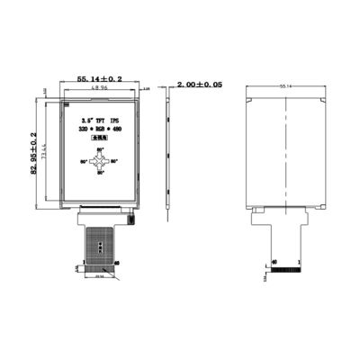 نمایشگر 5 اینچی Ips Polcd 350 Nit 800X480 نمایشگر 18 بیتی RGB Ips Tft 153 * 153 Um